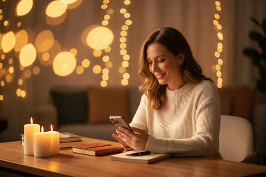 Online Kurs mit Handy und Notizbuch